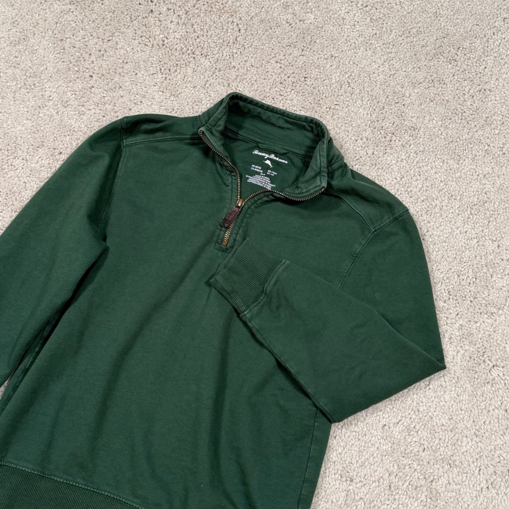 Tommy Bahama Boys M 7/8 Forest Green Quarter Zip Pullover CT07792